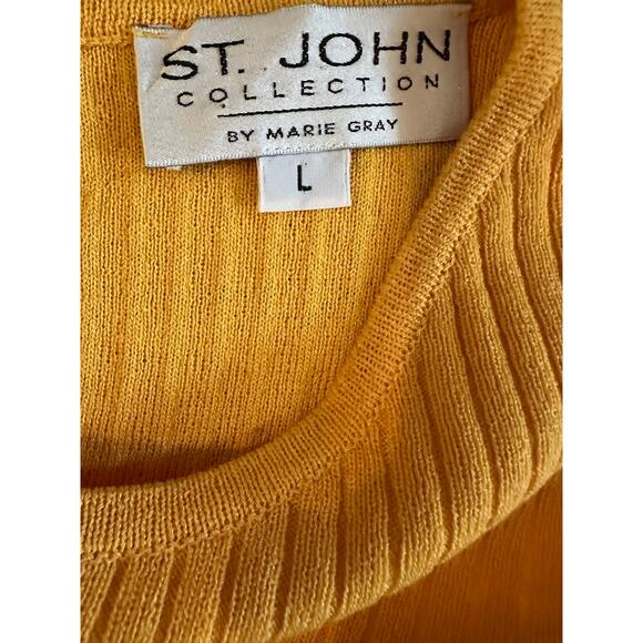 EUC St. John Collection Yellow Ribbed Knit Sleeveless Top Size L LuxuryFashion - Picture 8 of 8